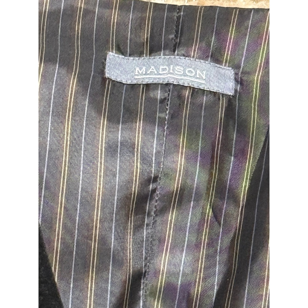 Madison Mens Black Velvet Waistcoat Vest Size 38 Formal Pinstripe Lining 1329 - Picture 2 of 8
